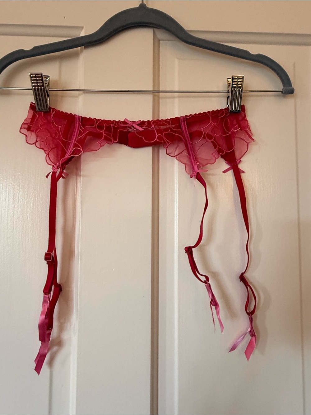 Skims Sheer Ruffle Red Garter Belt - Women’s Intimates